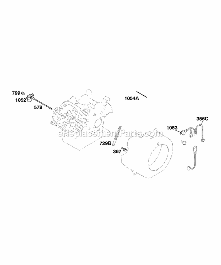 Oil Sensor Group Diagram and Parts List for 050032-0115-B1  Briggs and Stratton Engine
